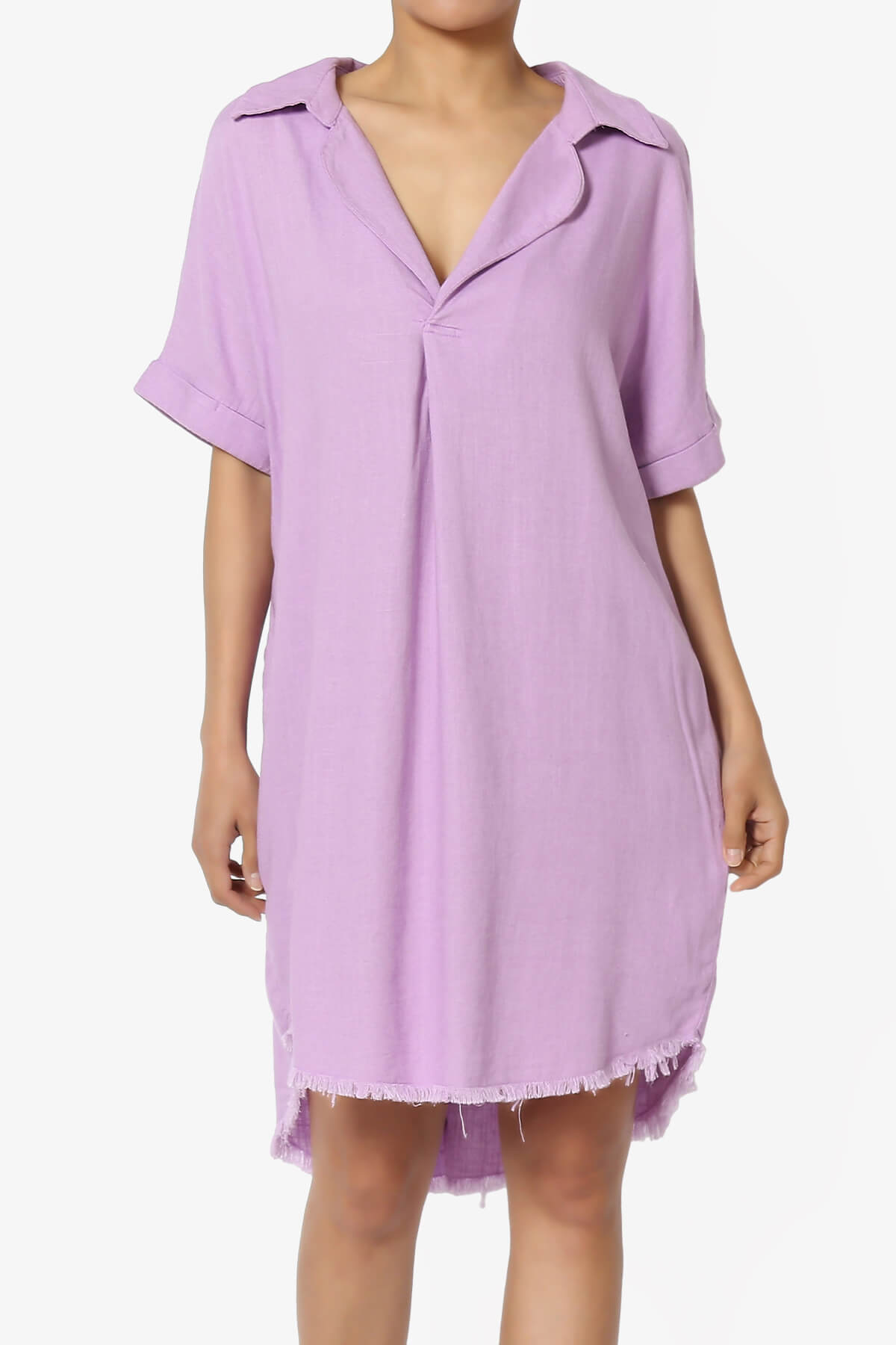 Mayven Linen Oversized Shirt Dress BRIGHT LAVENDER_1
