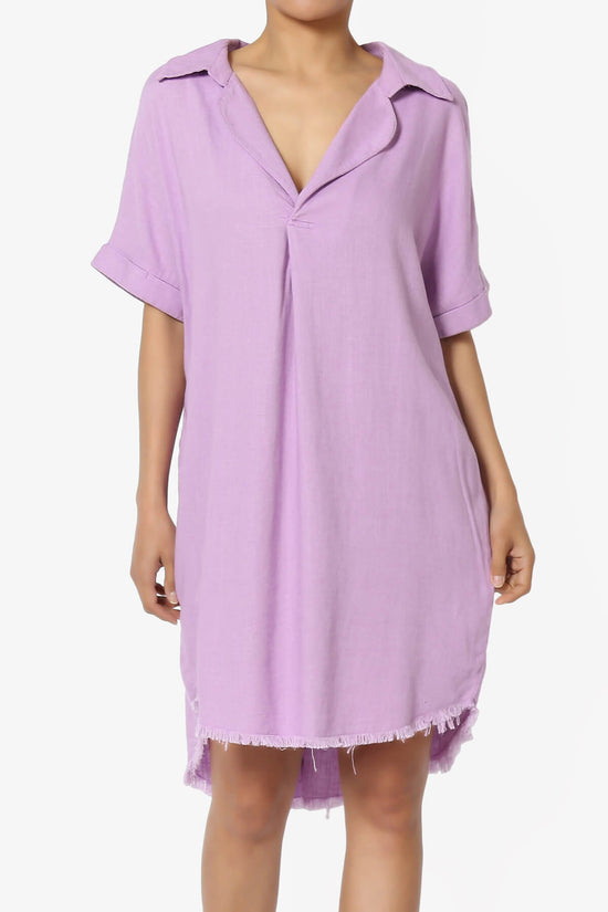 Load image into Gallery viewer, Mayven Linen Oversized Shirt Dress BRIGHT LAVENDER_1
