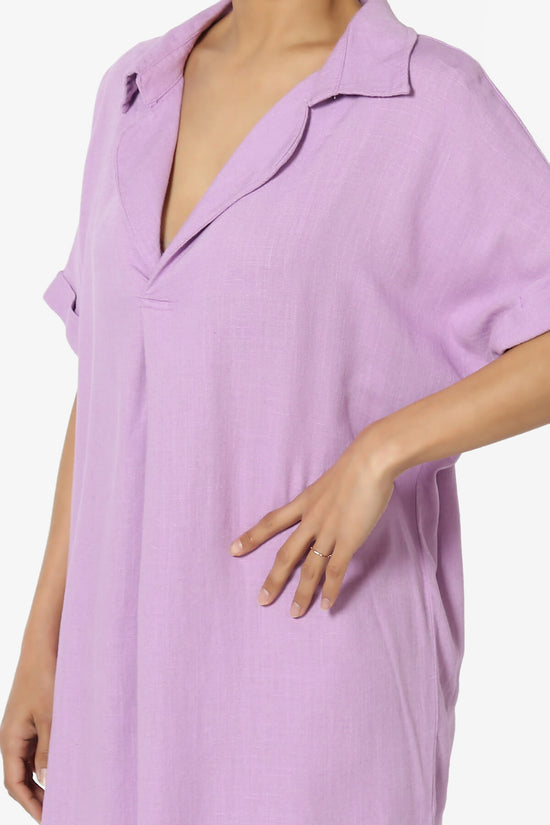 Load image into Gallery viewer, Mayven Linen Oversized Shirt Dress BRIGHT LAVENDER_5
