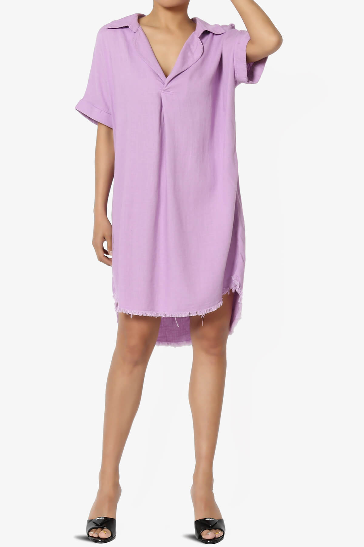 Mayven Linen Oversized Shirt Dress BRIGHT LAVENDER_6