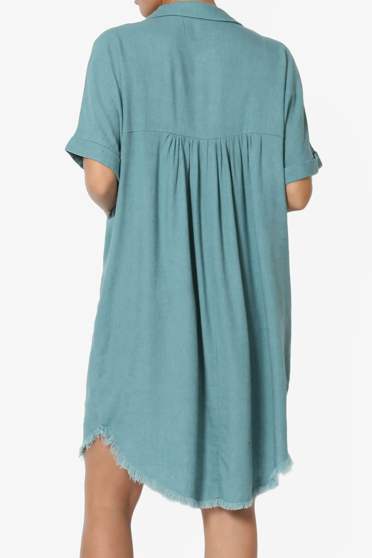 Mayven Linen Oversized Shirt Dress DUSTY TEAL_2
