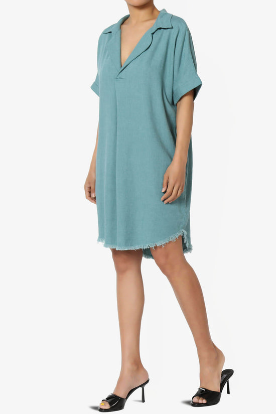 Mayven Linen Oversized Shirt Dress DUSTY TEAL_3
