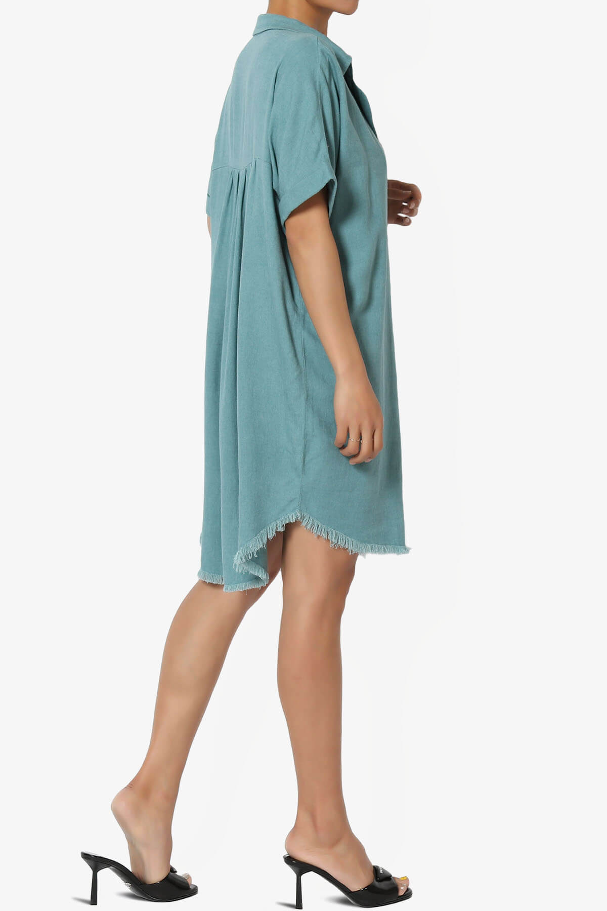 Mayven Linen Oversized Shirt Dress DUSTY TEAL_4