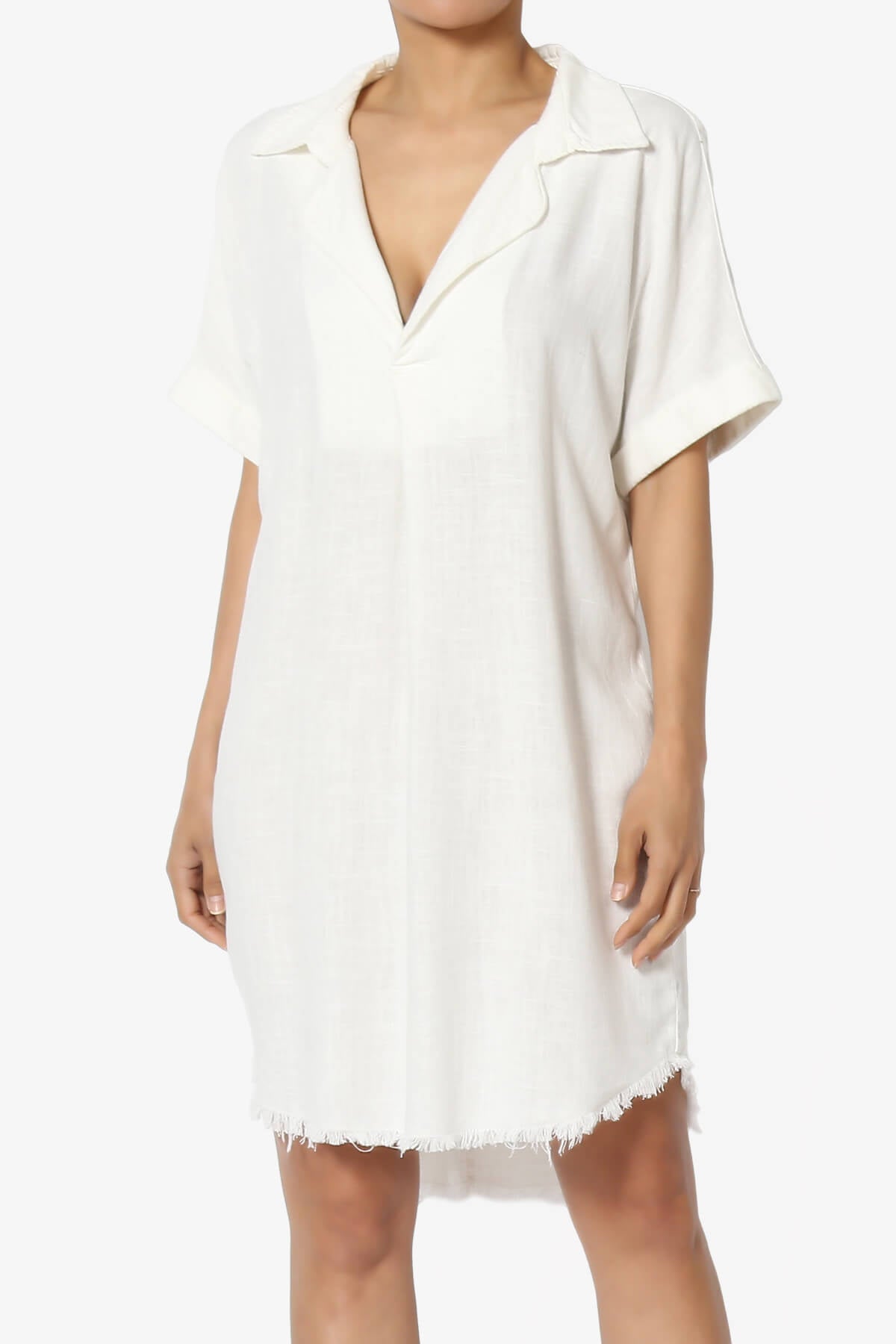 Mayven Linen Oversized Shirt Dress IVORY_1