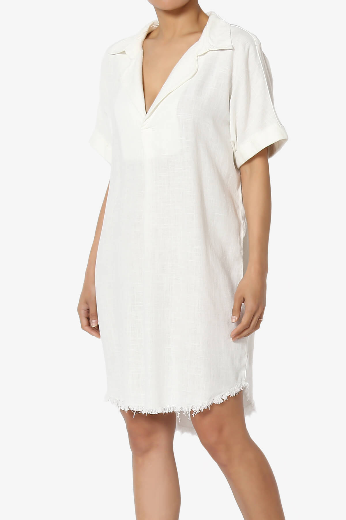 Mayven Linen Oversized Shirt Dress IVORY_3