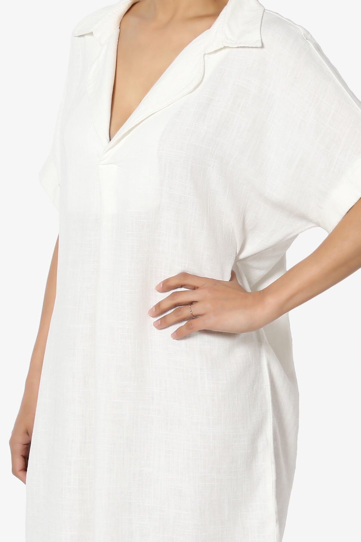 Mayven Linen Oversized Shirt Dress IVORY_5