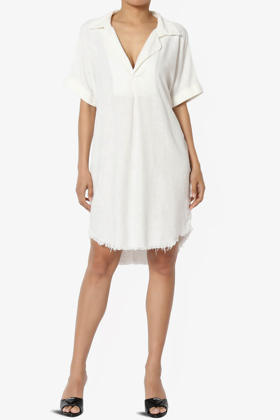 Load image into Gallery viewer, Mayven Linen Oversized Shirt Dress IVORY_6
