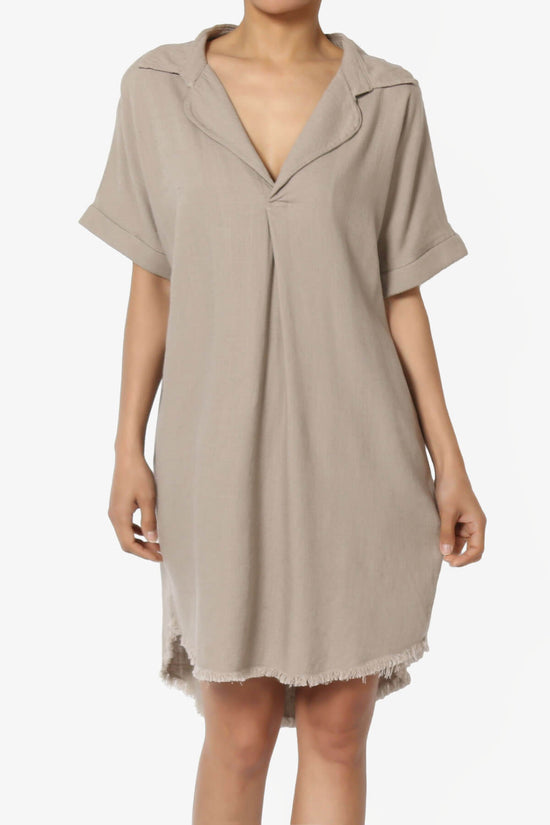 Load image into Gallery viewer, Mayven Linen Oversized Shirt Dress LIGHT MOCHA_1
