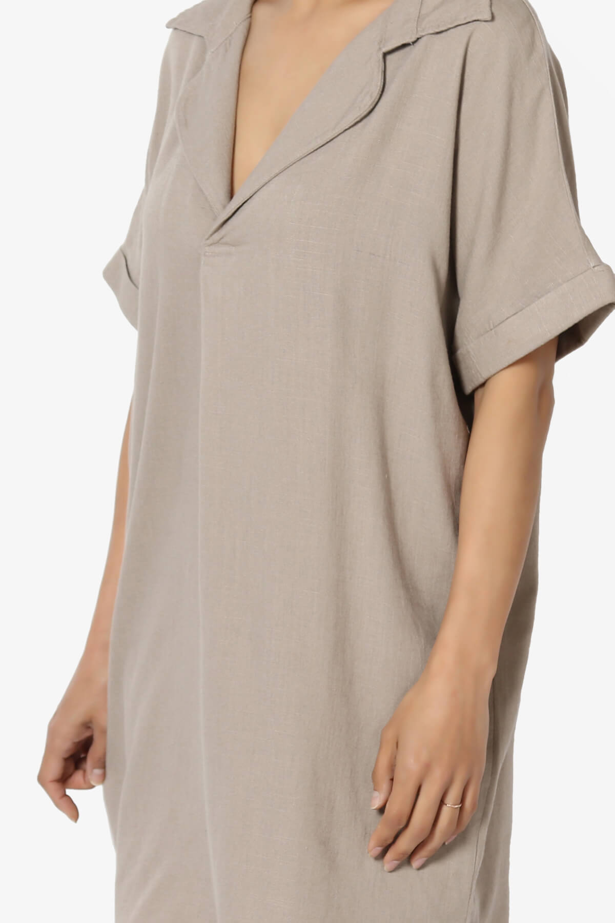 Mayven Linen Oversized Shirt Dress LIGHT MOCHA_5