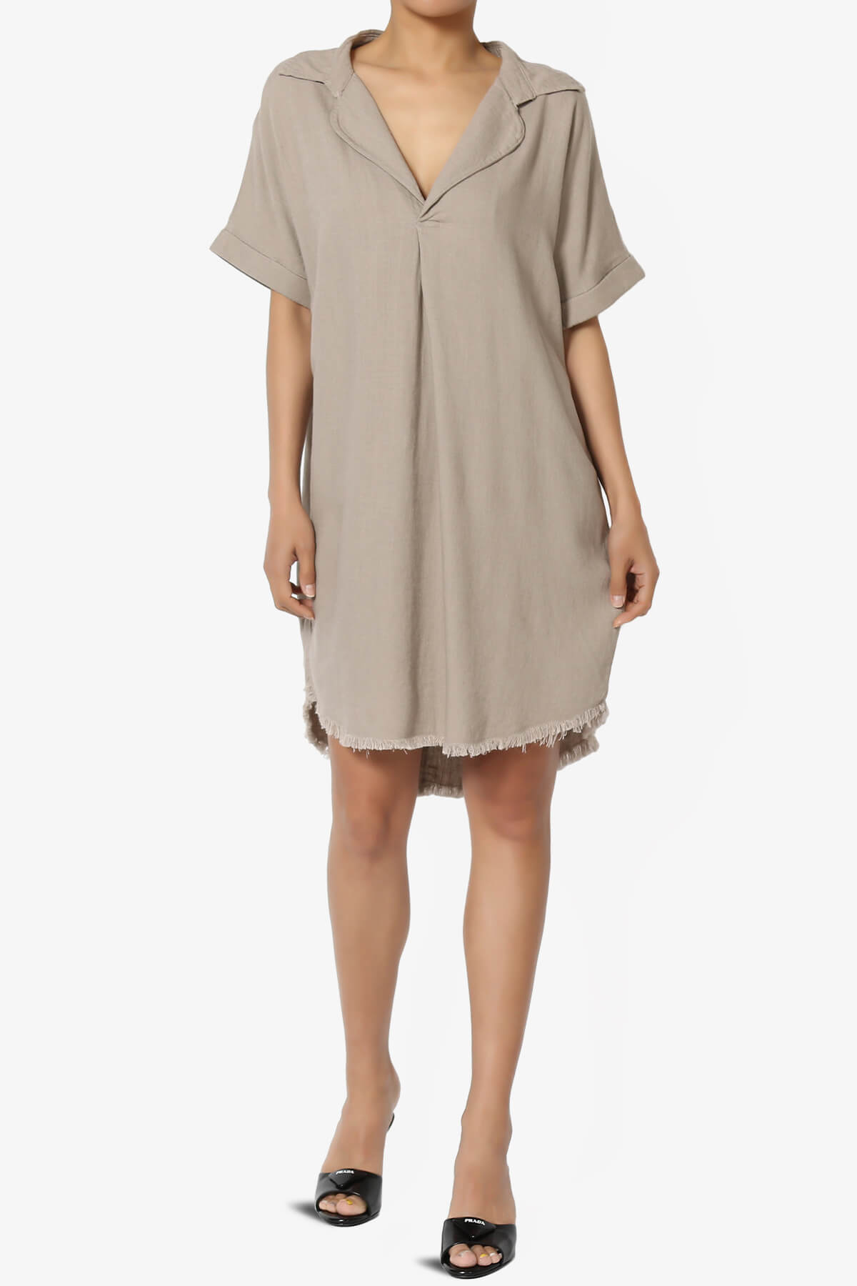 Load image into Gallery viewer, Mayven Linen Oversized Shirt Dress LIGHT MOCHA_6
