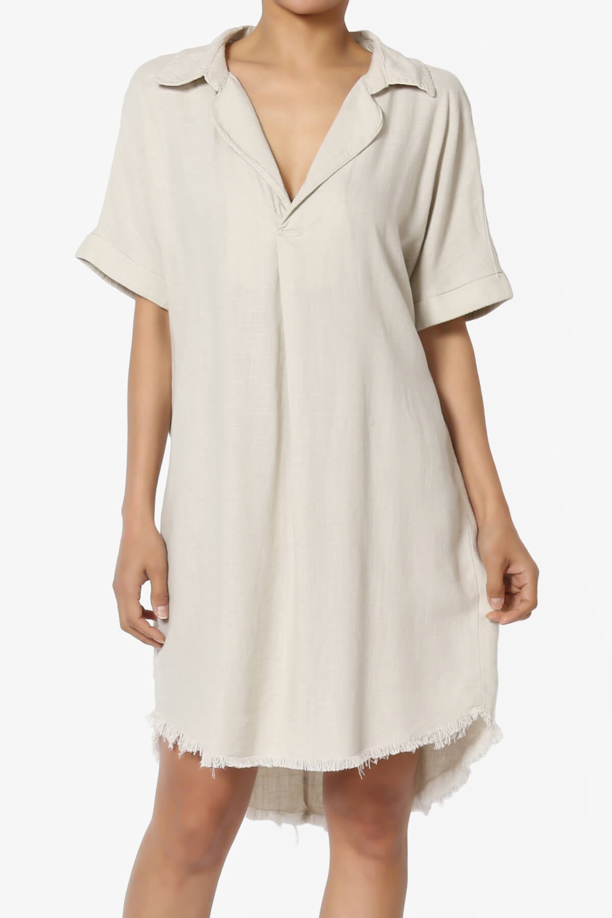 Mayven Linen Oversized Shirt Dress SAND BEIGE_1