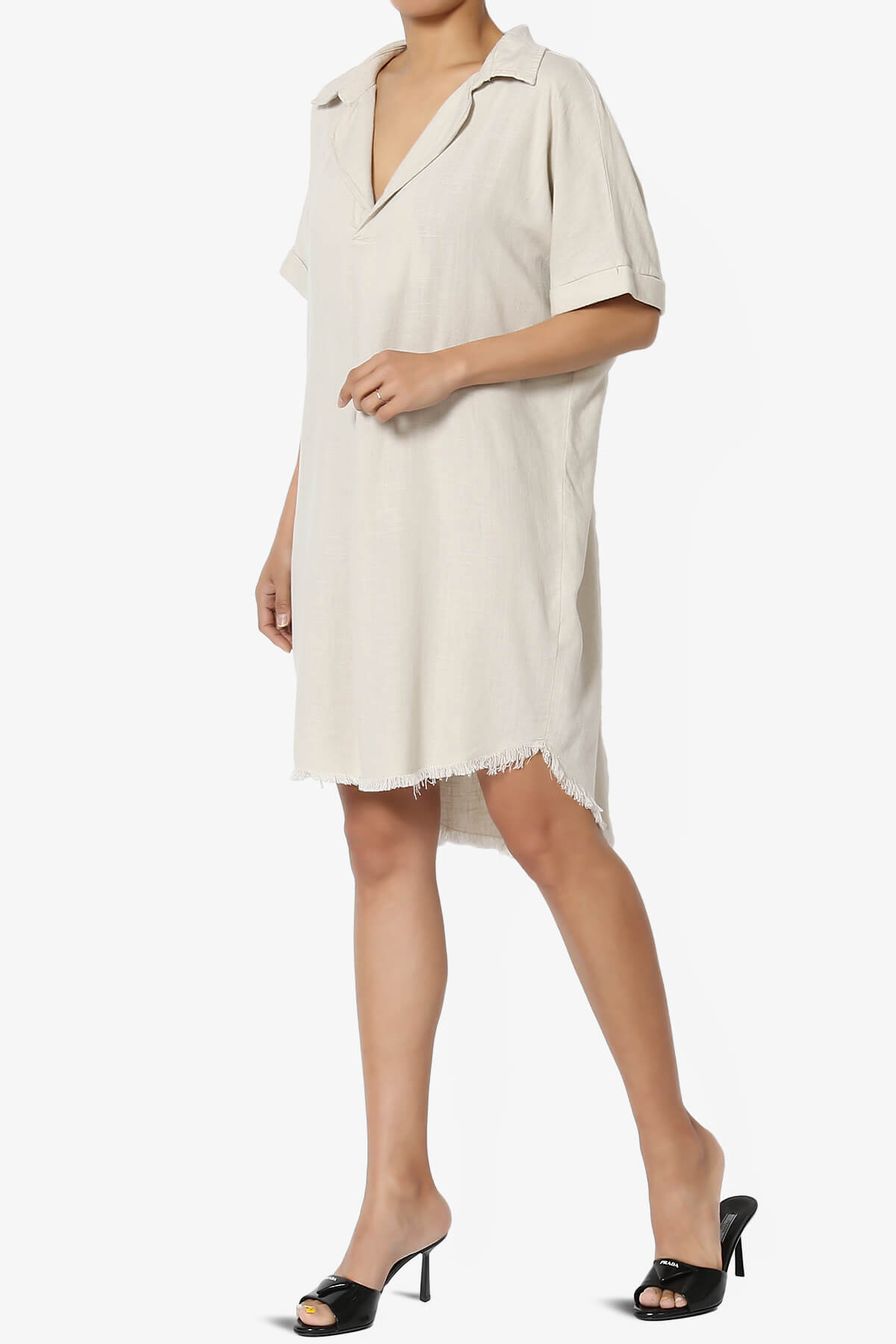 Load image into Gallery viewer, Mayven Linen Oversized Shirt Dress SAND BEIGE_3
