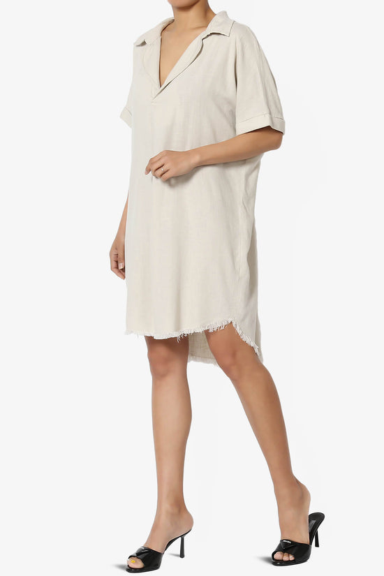 Mayven Linen Oversized Shirt Dress SAND BEIGE_3