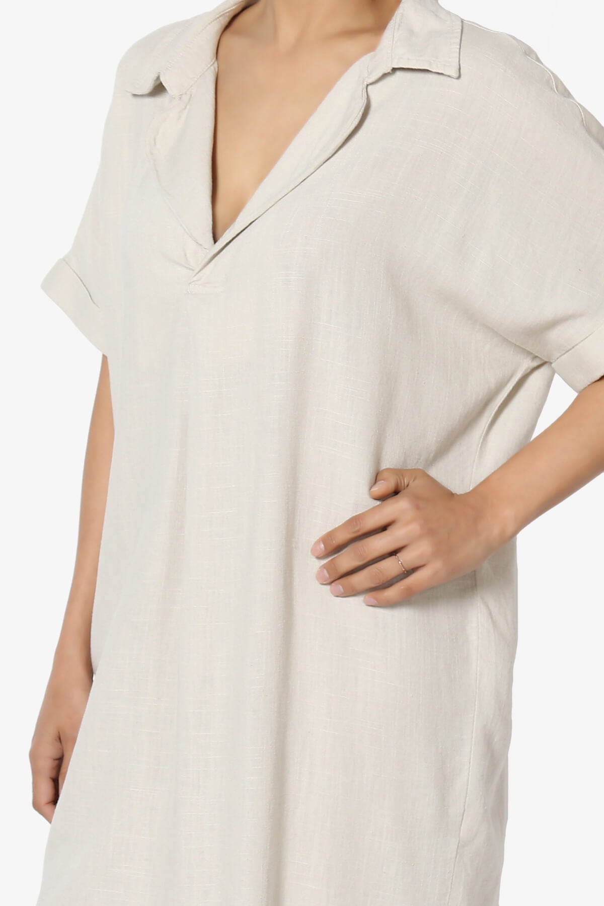 Mayven Linen Oversized Shirt Dress SAND BEIGE_5