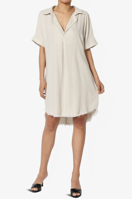 Mayven Linen Oversized Shirt Dress SAND BEIGE_6