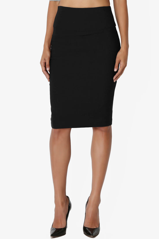 Melaney High Waist Pencil Skirt BLACK_1