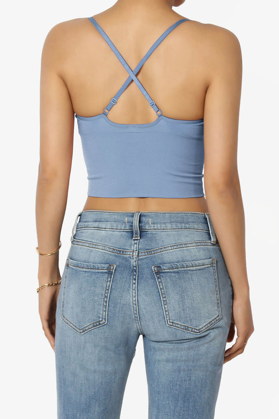 Load image into Gallery viewer, Melena Cross Back Triangle V-Neck Crop Cami DENIM_2
