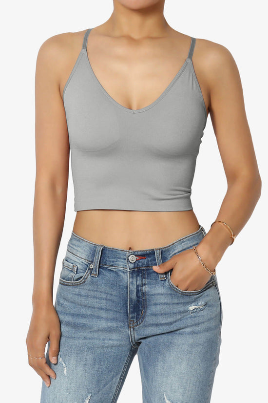 Load image into Gallery viewer, Melena Cross Back Triangle V-Neck Crop Cami LIGHT GREY_1
