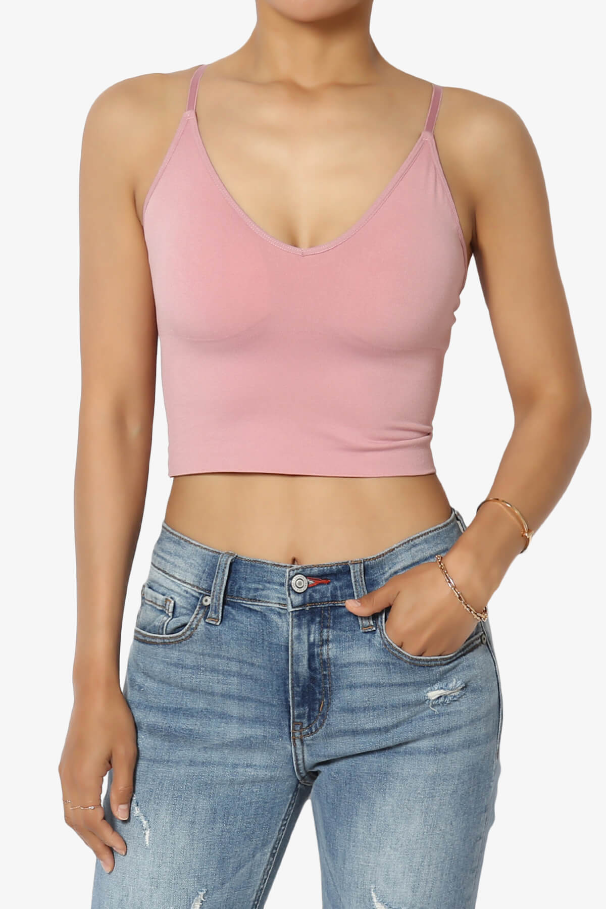 Load image into Gallery viewer, Melena Cross Back Triangle V-Neck Crop Cami MAUVE_1
