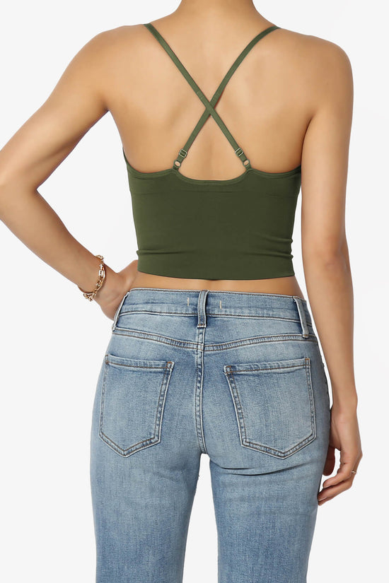 Load image into Gallery viewer, Melena Cross Back Triangle V-Neck Crop Cami OLIVE_2
