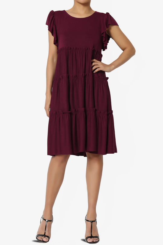 Minka Flutter Sleeve Tiered Ruffle Dress