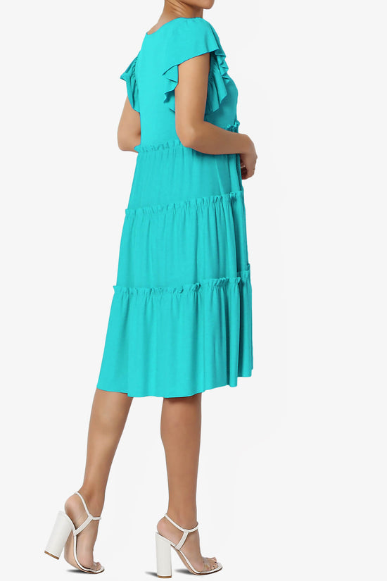 Load image into Gallery viewer, Minka Flutter Sleeve Tiered Ruffle Dress ICE BLUE_4

