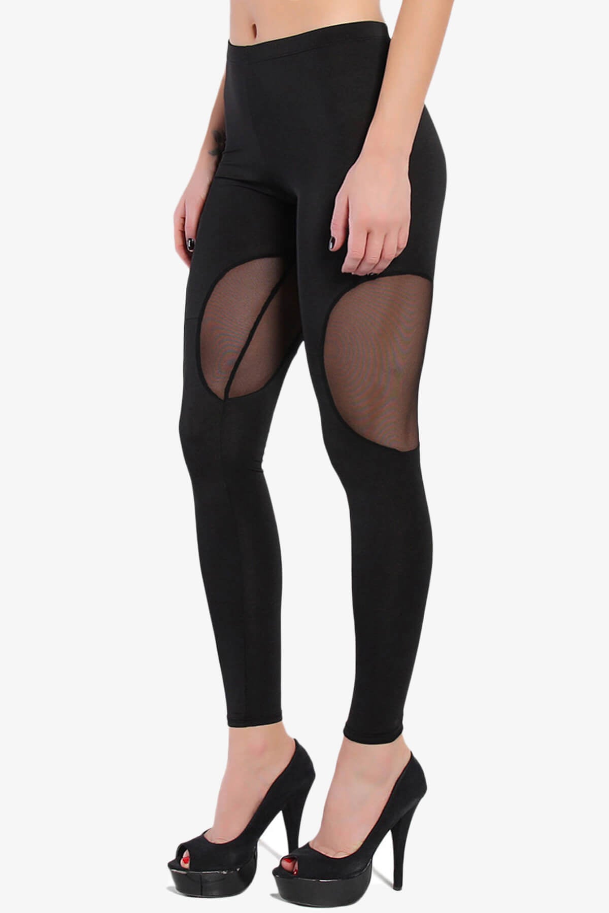 Load image into Gallery viewer, Laina Mesh Cutout Cotton Ankle Leggings BLACK_3
