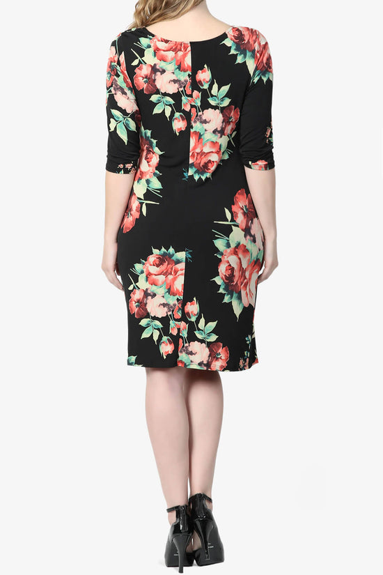 Load image into Gallery viewer, Amethyst Floral Print Stretch Sheath Dress BLACK_2
