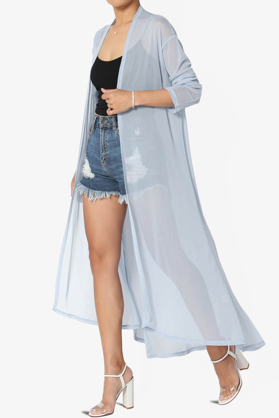 Load image into Gallery viewer, Moxxi Sheer Mesh Open Cardigan Duster ASH BLUE_3
