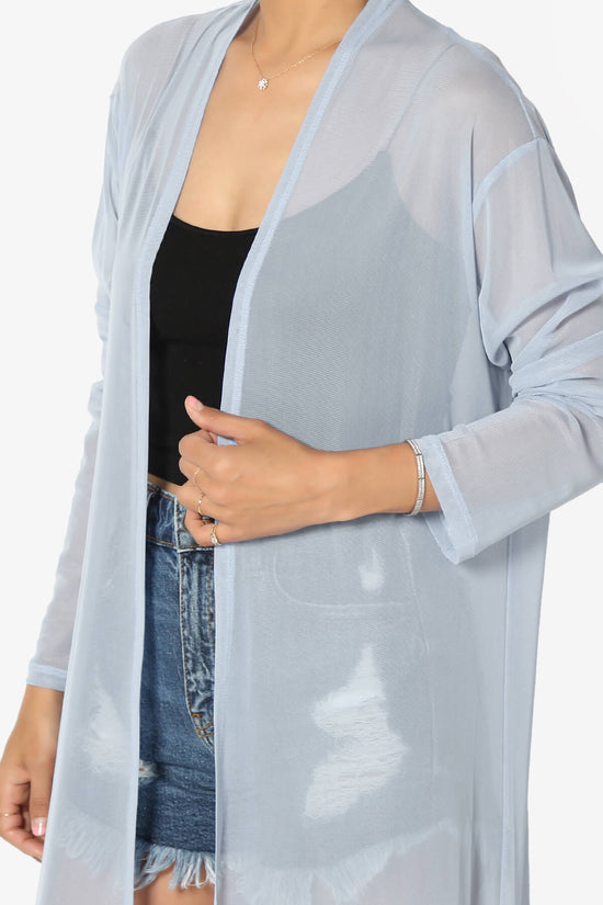 Load image into Gallery viewer, Moxxi Sheer Mesh Open Cardigan Duster ASH BLUE_5
