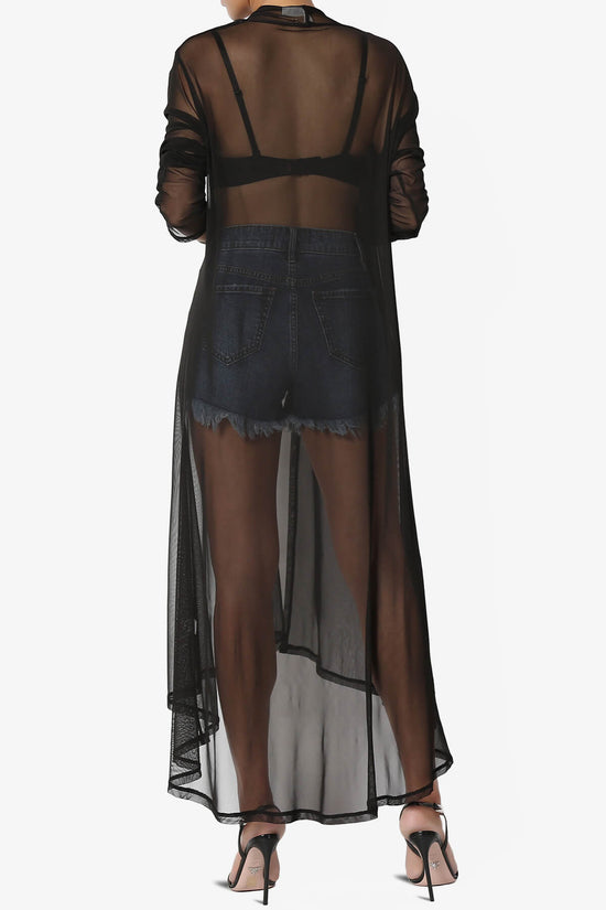 Load image into Gallery viewer, Moxxi Sheer Mesh Open Cardigan Duster BLACK_2
