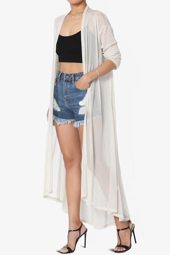 Load image into Gallery viewer, Moxxi Sheer Mesh Open Cardigan Duster BONE_3
