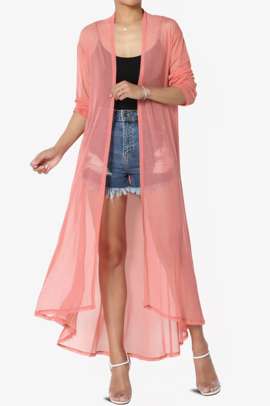 Moxxi Sheer Mesh Open Cardigan Duster CORAL_1