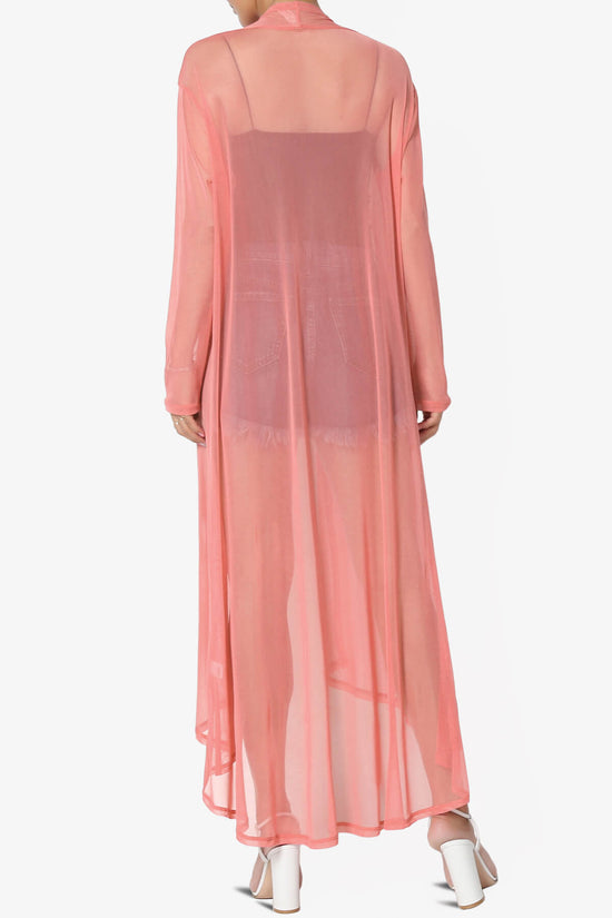 Load image into Gallery viewer, Moxxi Sheer Mesh Open Cardigan Duster CORAL_2
