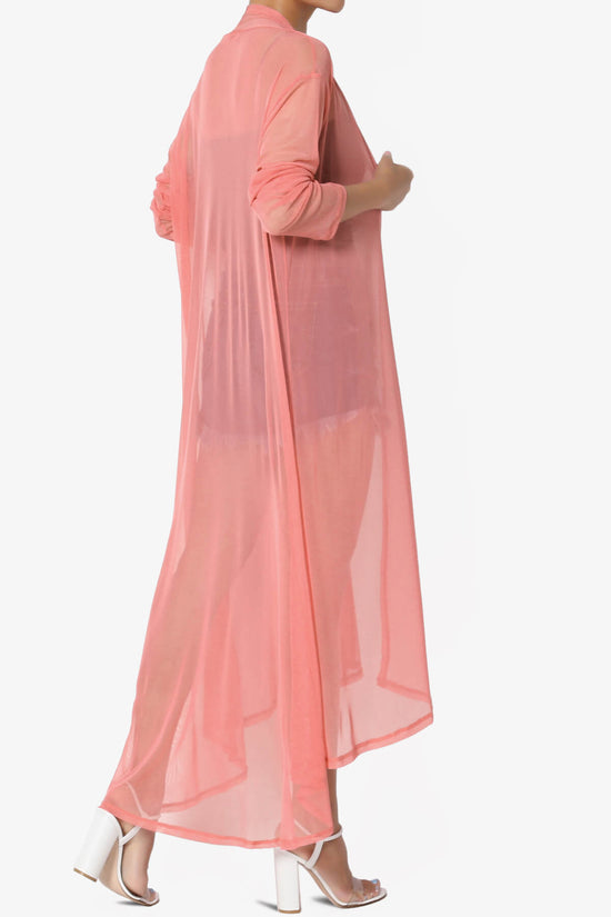 Load image into Gallery viewer, Moxxi Sheer Mesh Open Cardigan Duster CORAL_4
