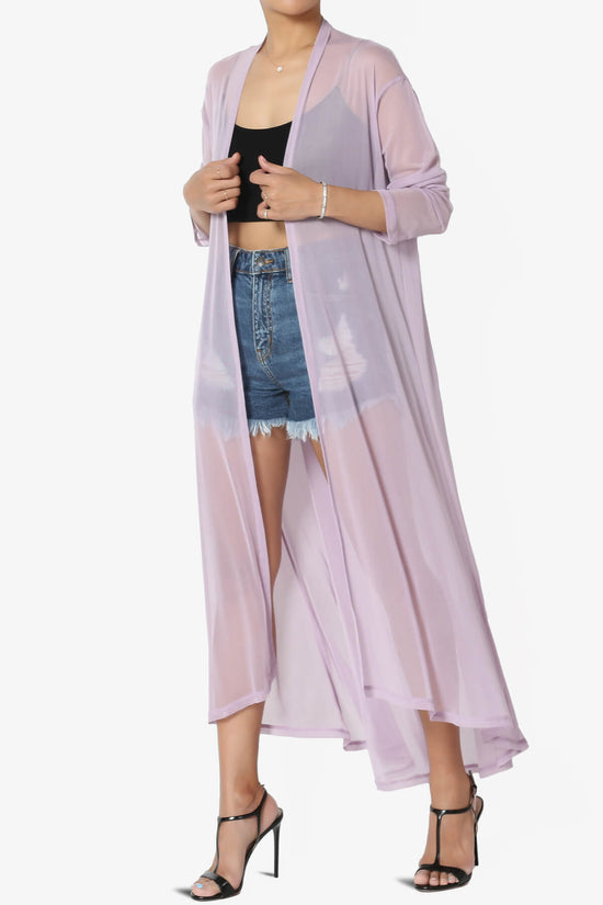 Load image into Gallery viewer, Moxxi Sheer Mesh Open Cardigan Duster DUSTY LAVENDER_3
