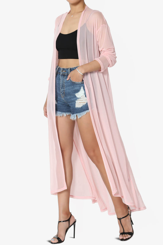Load image into Gallery viewer, Moxxi Sheer Mesh Open Cardigan Duster DUSTY PINK_3
