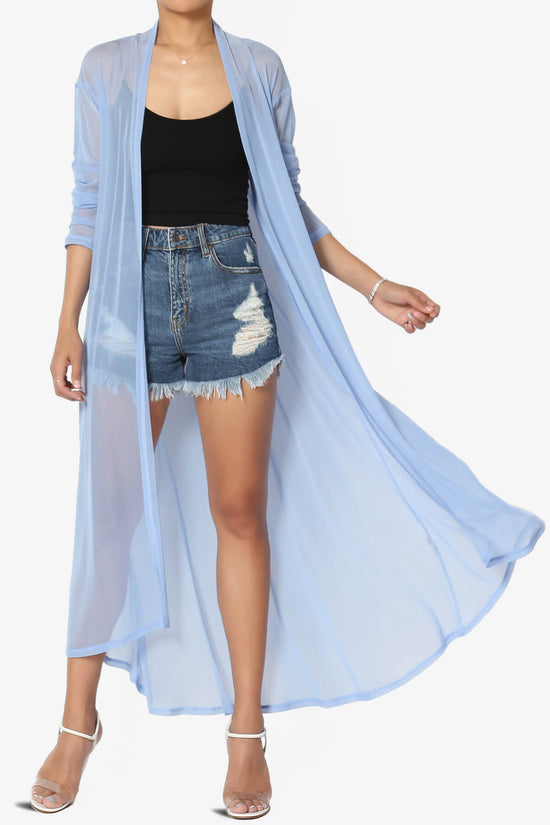 Load image into Gallery viewer, Moxxi Sheer Mesh Open Cardigan Duster LIGHT BLUE_1
