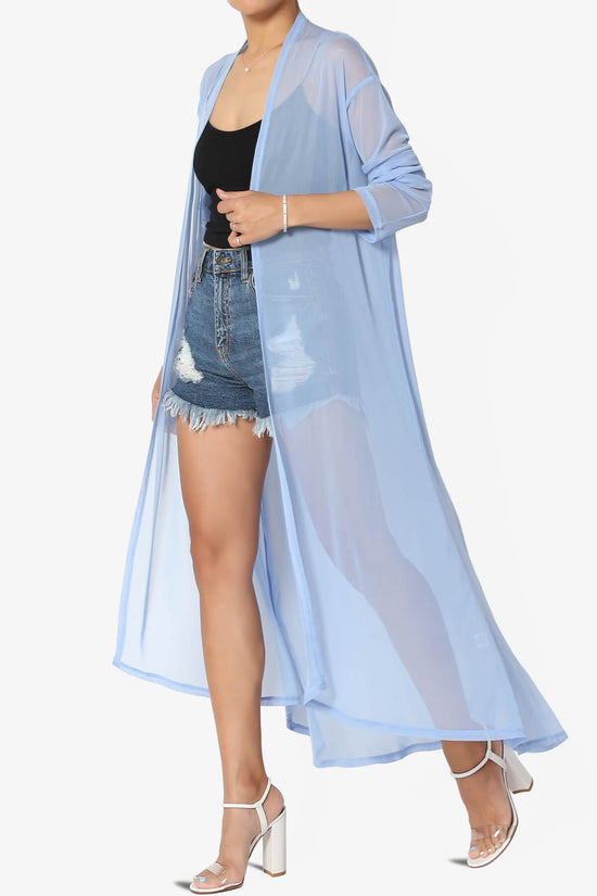 Load image into Gallery viewer, Moxxi Sheer Mesh Open Cardigan Duster LIGHT BLUE_3
