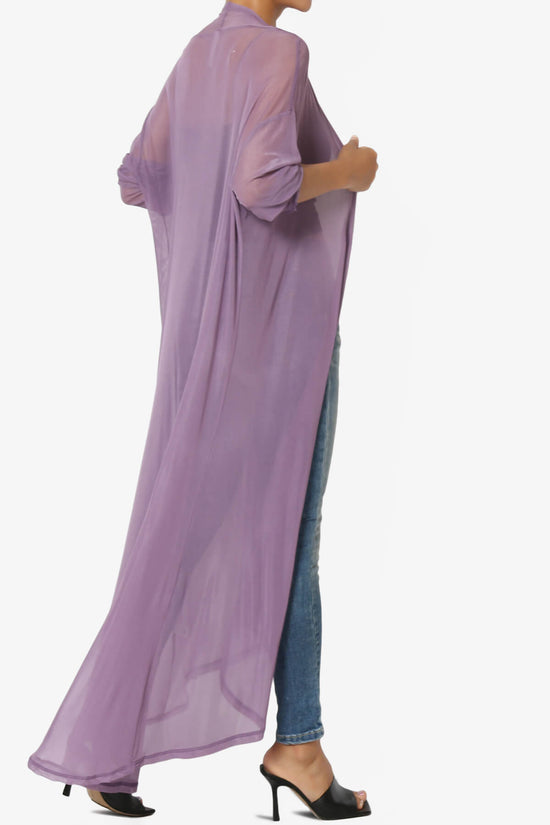 Load image into Gallery viewer, Moxxi Sheer Mesh Open Cardigan Duster LILAC GREY_4
