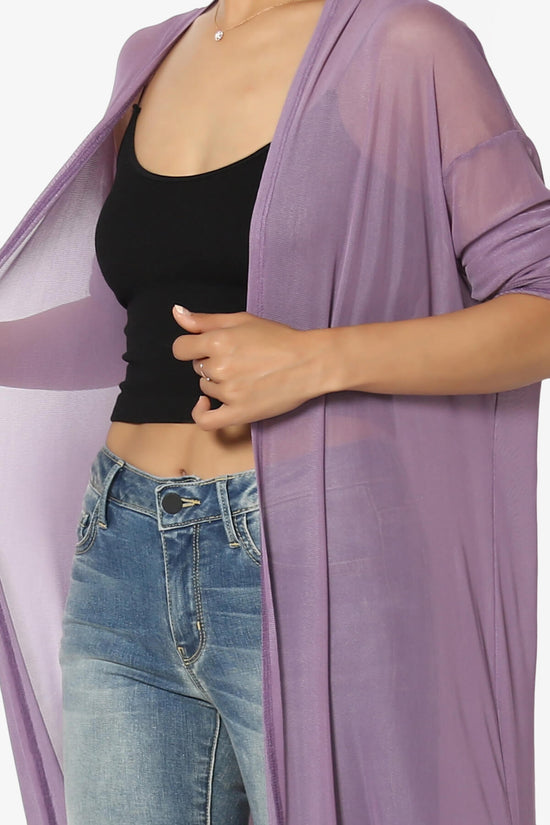 Load image into Gallery viewer, Moxxi Sheer Mesh Open Cardigan Duster LILAC GREY_5
