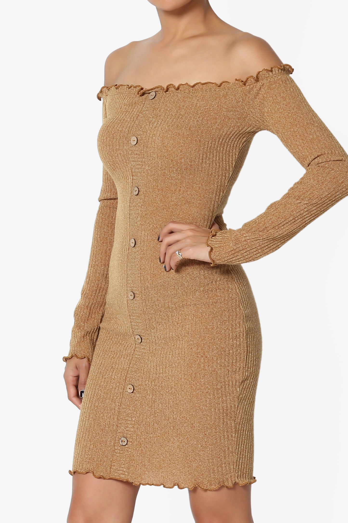 Load image into Gallery viewer, Laurel Off Shoulder Ribbed Dress - TheMogan
