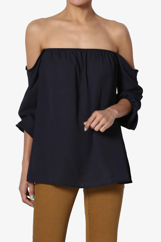 Load image into Gallery viewer, Bali Off Shoulder Blouse NAVY_1
