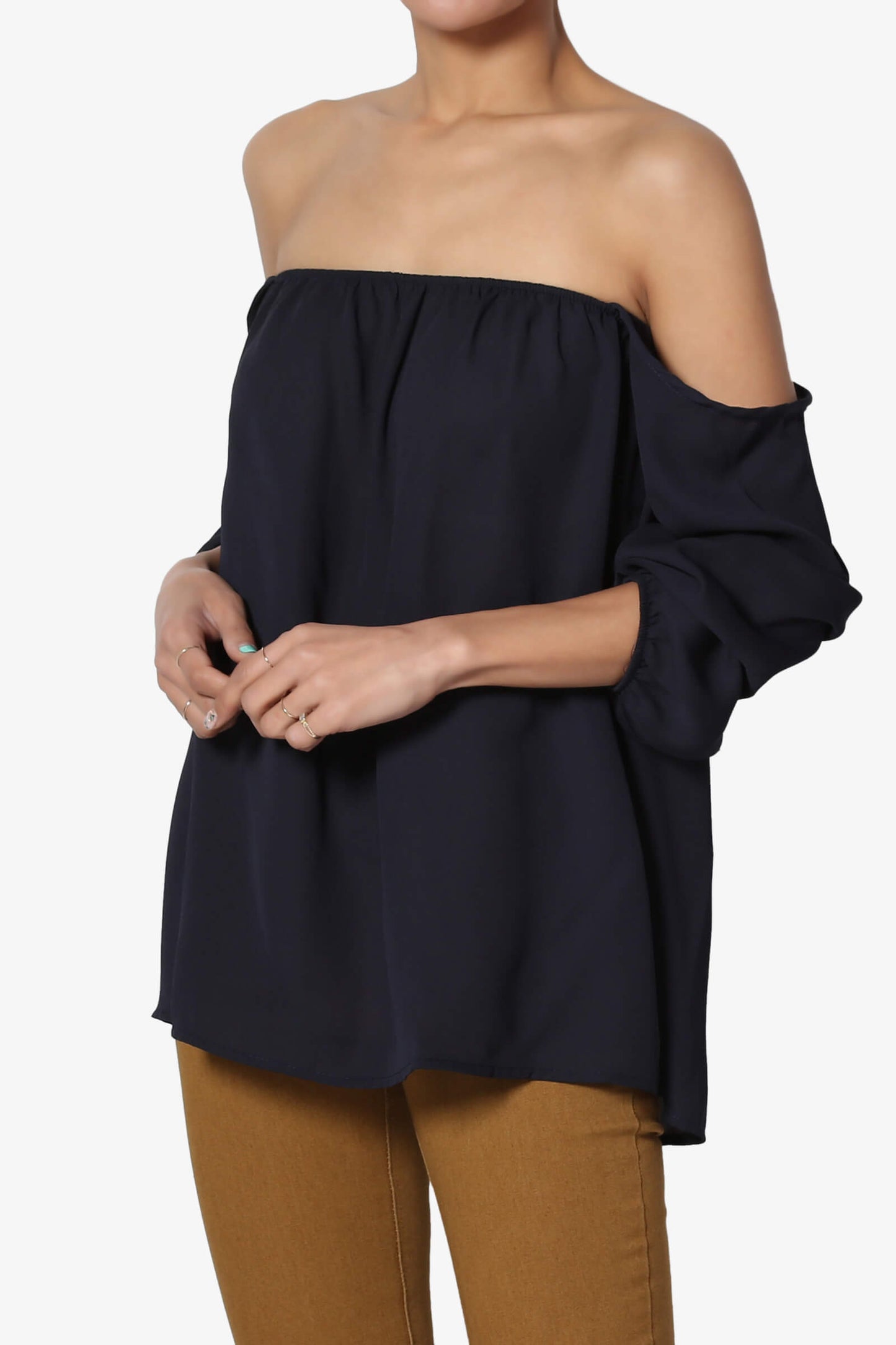 Load image into Gallery viewer, Bali Off Shoulder Blouse NAVY_3
