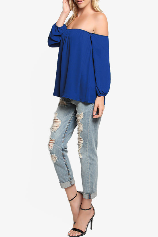 Load image into Gallery viewer, Bali Off Shoulder Blouse ROYAL BLUE_6
