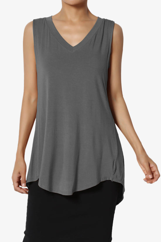 Load image into Gallery viewer, Myles Sleeveless V-Neck Luxe Jersey Top ASH GREY_1
