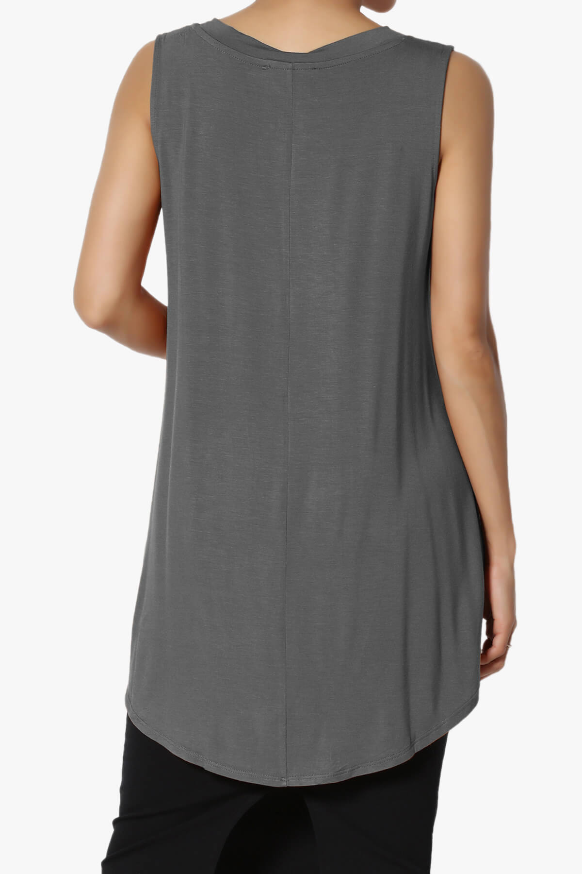 Load image into Gallery viewer, Myles Sleeveless V-Neck Luxe Jersey Top ASH GREY_2
