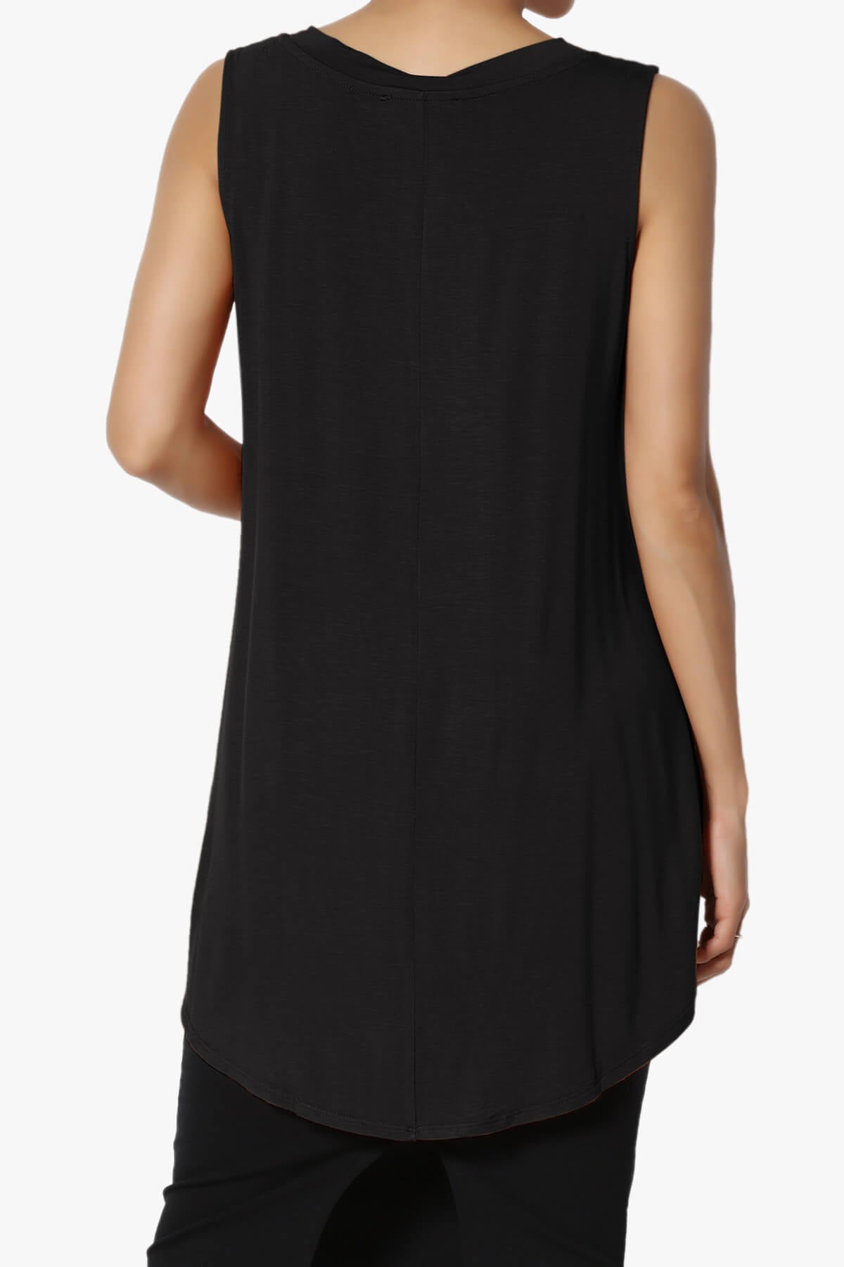 Load image into Gallery viewer, Myles Sleeveless V-Neck Luxe Jersey Top BLACK_2
