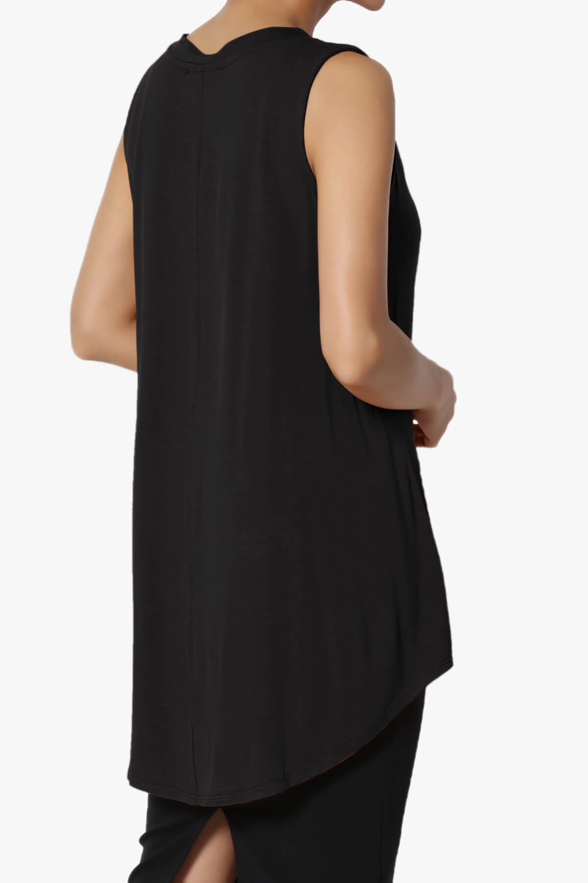 Load image into Gallery viewer, Myles Sleeveless V-Neck Luxe Jersey Top BLACK_4
