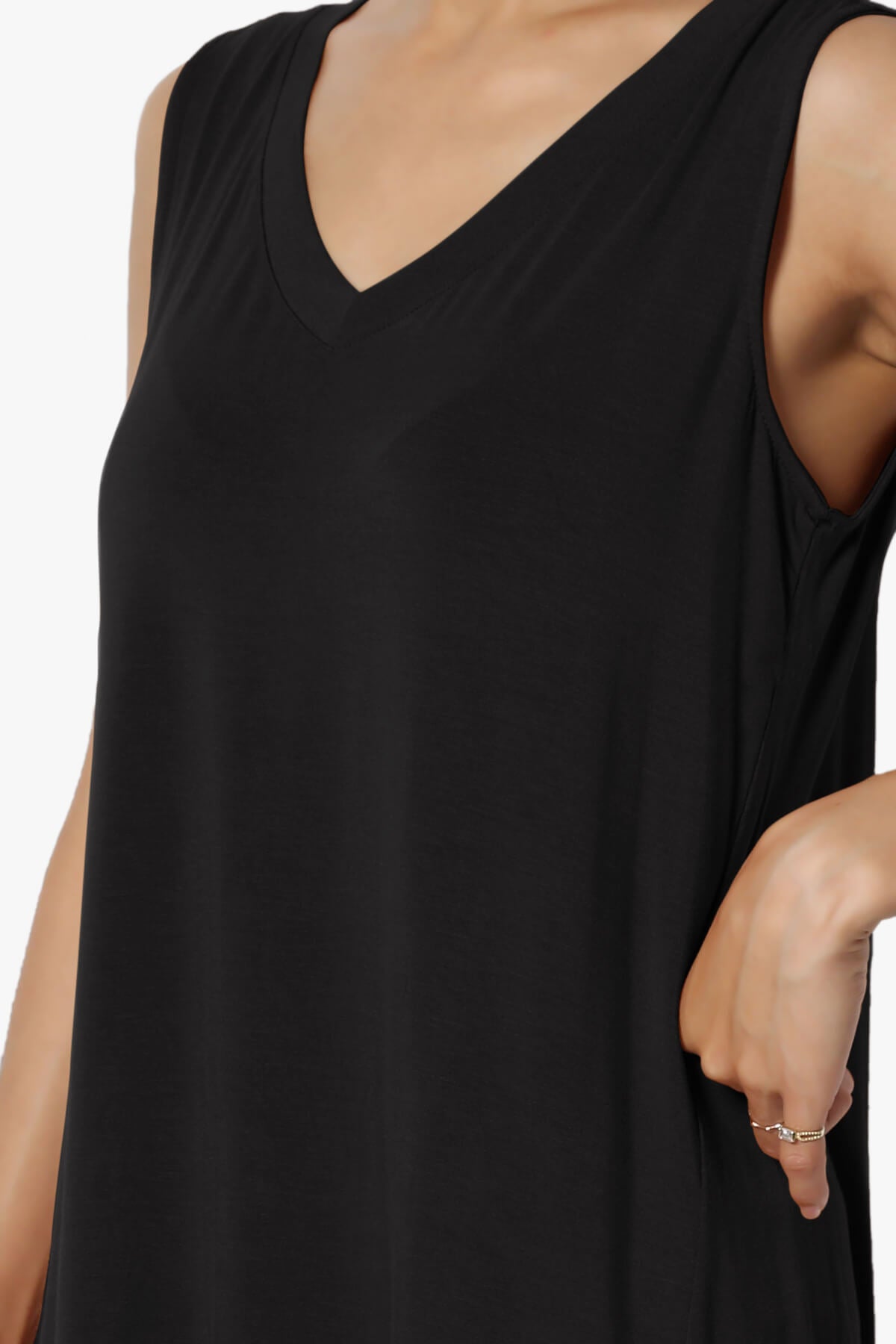 Load image into Gallery viewer, Myles Sleeveless V-Neck Luxe Jersey Top BLACK_5
